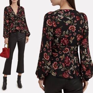 A.L.C. Silk Dark Floral Top.